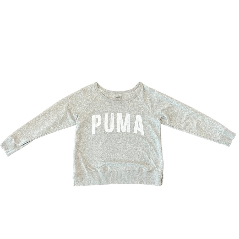 Women Puma Gray Long Sleeve Crew Neck Athletic Sweatshirt - XL